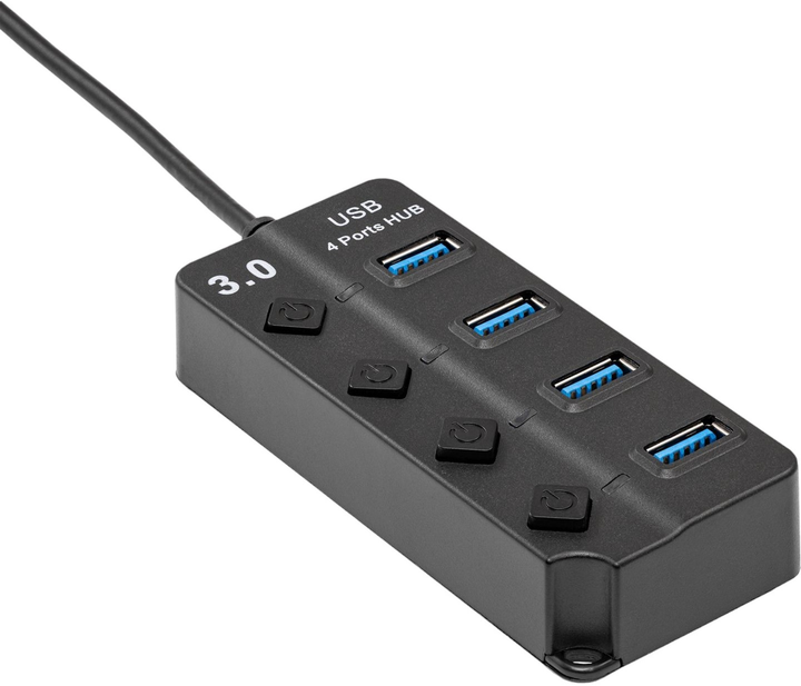 USB-хаб Akyga USB Type-A до 4 x Type-A 5-портовий 15 см Black (AK-AD-33) - зображення 2