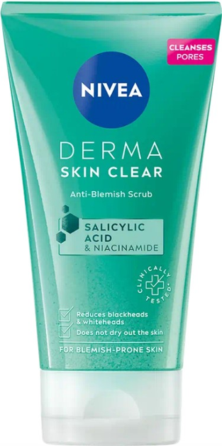 Скраб для обличчя NIVEA Derma Skin Clear проти недоліків 150 мл (9005800361130) - зображення 1