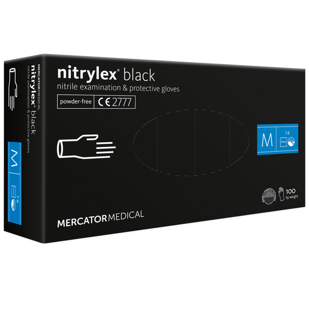Перчатки нитриловые размер М черные (50 пар) - изображение 1