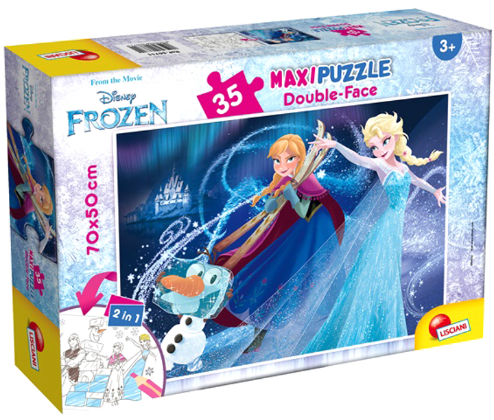 Dwustronne puzzle Lisciani Df Supermaxi Frozen 35 elementów (8008324066711) - obraz 1