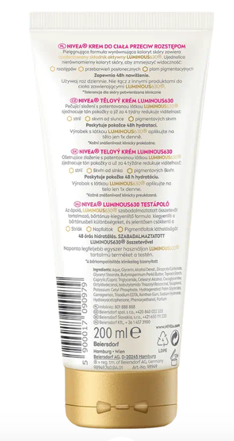 Balsam do ciała Nivea Luminous Body Cream Anti Marks & Spots 200 ml (5900017090979) - obraz 2
