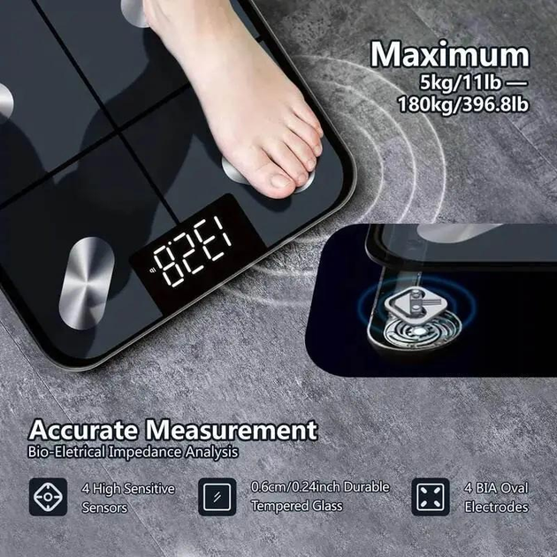 Смарт ваги Proove підлогові з Bluetooth скляні сенсорні Balance Lite (SLBL00010008 blue) - зображення 4