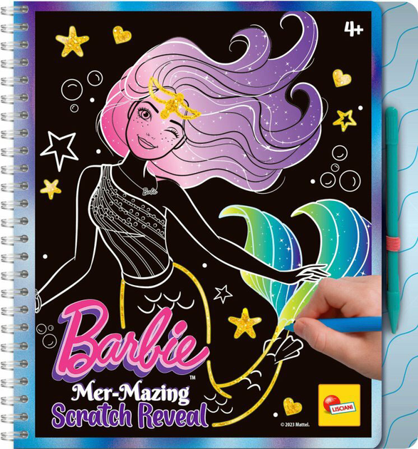 Скетчбук для малювання Lisciani Barbie Sketch Book Mer-Mazing Scratch Reveal (9788833512327) - зображення 1