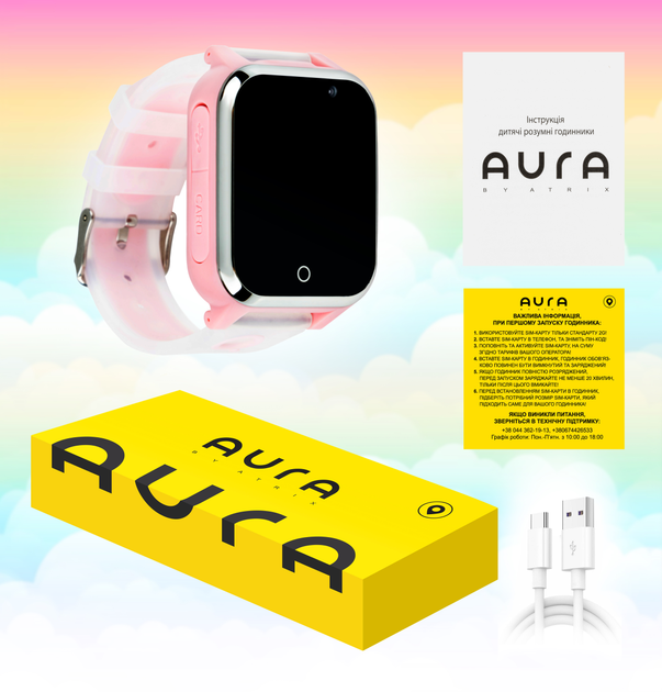 Детские телефон-часы Aura A100 Tracker/Wi-Fi Pink (AUR-A100-P) - изображение 4