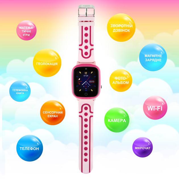 Детские телефон-часы Aura A200 Tracker/Wi-Fi Pink (AUR-A200-P) - изображение 2