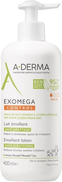Лосьйон для тіла A-Derma Exomega Control Lotion Dry Skin 400 мл (3282779387200) - зображення 1