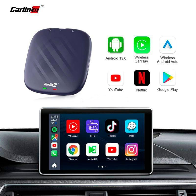 Адаптер CarlinKit Android 13 Carplay Ai Box для беспроводного Apple CarPlay, Android Auto и Android 13 Адаптер CarlinKit Android 13 Carplay Ai Box для беспроводного Apple CarPlay, Android Auto и Android 13