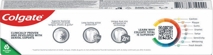 خمیردندان اورجینال کلگیت مدلTotalحجم 125 میلی لیتر