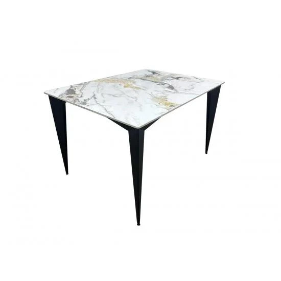 Стіл обідній NORMAN CERAMIC 120*90 gold Phoenix глянець / Чорний каркас - Фото 1 Стіл обідній NORMAN CERAMIC 120*90 gold Phoenix глянець / Чорний каркас - зображення 1