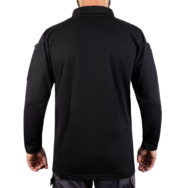 Футболка Поло тактична з довгим рукавом Sturm Mil-Tec TACTICAL LONG SLEEVE POLO SHIRT QUICK DRY Black M (10962002) - зображення 2