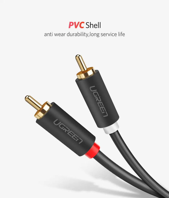 Аудіокабель Ugreen AV104 2 × RCA – 2 × RCA 2 м чорний - изображение 5