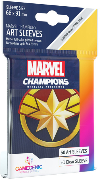 Koszulki na karty Gamegenic Marvel Champions Art Sleeves 66 x 91 mm Captain Marvel 50 + 1 szt (4251715409572) - obraz 3