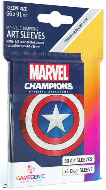 Koszulki na karty Gamegenic Marvel Champions Art Sleeves 66 x 91 mm Captain America 50 + 1 szt (4251715409619) - obraz 4