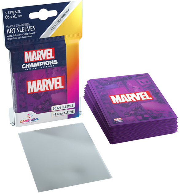 Карткові сорочки Gamegenic Marvel Champions Art Sleeves 66 x 91 мм Purple 50 + 1 шт (4251715409794) - зображення 5