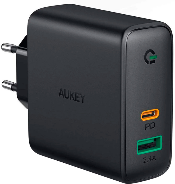 Ładowarka sieciowa AUKEY PA-D3 Dual-Port PD 60W Black - obraz 1