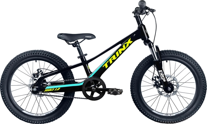 Акція на Велосипед Trinx Seals 1.0 20" Black-Yellow-Cyan (SEALS1.0BYC) + Велосипедні шкарпетки в подарунок від Rozetka