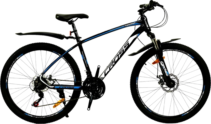 Акція на Велосипед Cross Tracker 26" Рама 17" 2022 Black-Blue (26СTA-004630) + Велосипедні шкарпетки в подарунок від Rozetka