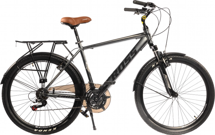 Акція на Велосипед Cross Sonata 26" 19" 2022 Gray-Black (26CJCT-004599) + Велосипедні шкарпетки в подарунок від Rozetka