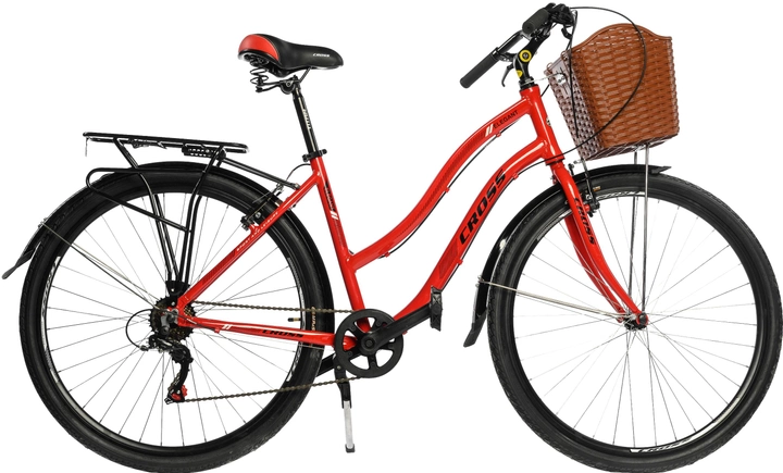 Акція на Велосипед Cross Elegant 28" 18" 2022 Red (28CJCT-003549) + Велосипедні шкарпетки в подарунок від Rozetka