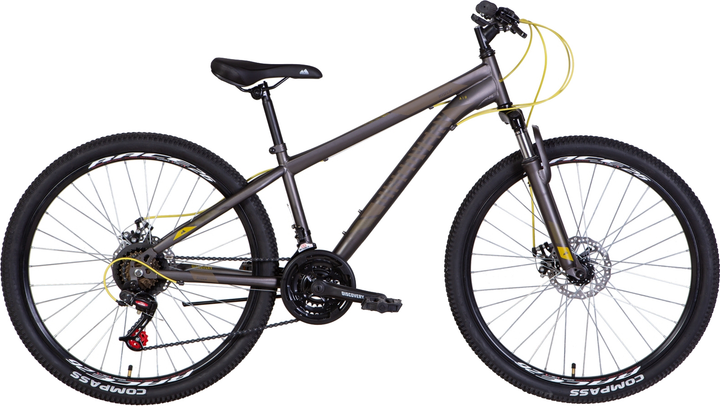 Акція на Велосипед Discovery RIDER AM DD 26" 16" 2022 Темно-сріблястий з жовтим (м) (OPS-DIS-26-526) від Rozetka