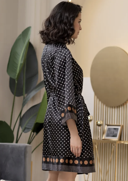 Атласный халат в горох Mia-Amore 8963 40(XS) Черный - Фото 3 Атласный халат в горох Mia-Amore 8963 40(XS) Черный - изображение 3