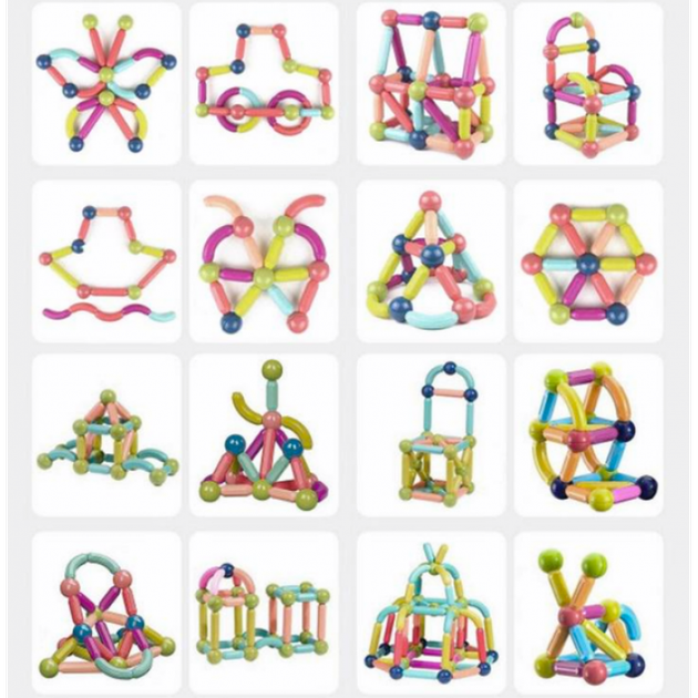 Магнітний конструктор 26 паличок 10 кульок SKY Magnetic Sticks - зображення 3
