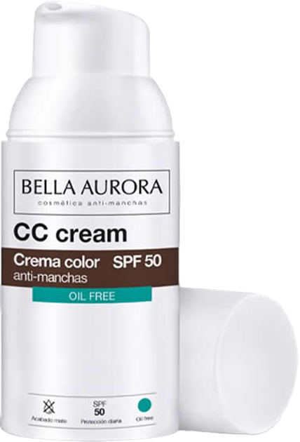 CC Krem Bella Aurora Anti-Blemish SPF 50 Oil Free 30 ml (8413400011200) - obraz 1