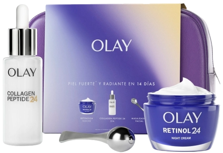 Набір для догляду за обличчям Olay Collagen Сироватка 40 мл + Нічний крем 50 мл + Масажер для обличчя (8700216276672) - зображення 2