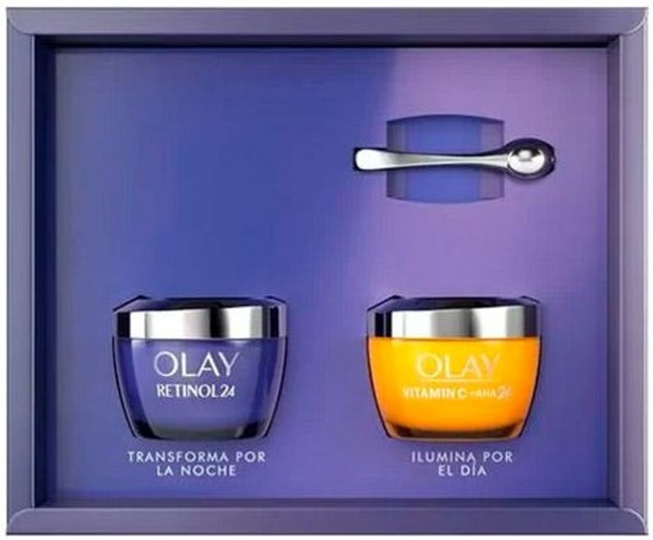 Zestaw do pielęgnacji twarzy Olay Vitamina C + Aha 24 Krem-żel 50 ml + Krem na noc 50 ml + Masażer (8700216277358) - obraz 1