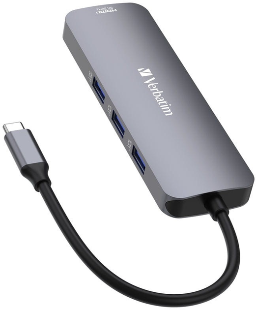 USB-хаб Verbatim CMH-08 USB Type-C до 2 x HDMI/USB Type-A 8-портовий Grey (VB32151) - зображення 5