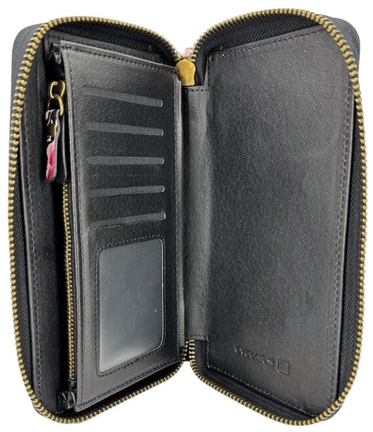 Чохол-гаманець Evelatus Universal Wallet Zipper Design Flower Black (EVEAPP14WZDFB) - зображення 2