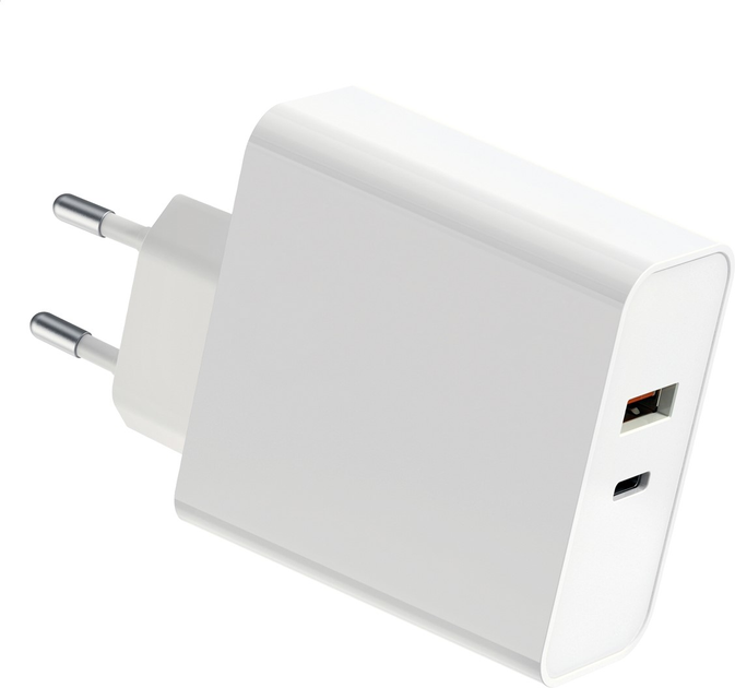 Мережевий зарядний пристрій Platinet 45768 USB A + USB C 87W White (PLCUPD87W) - зображення 1
