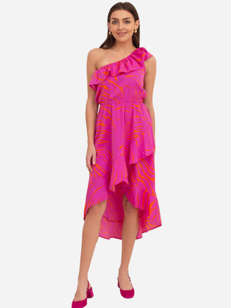 Sukienka trapezowa damska midi Ax Paris DA1722 S Różowa (5063259044312) - obraz 1