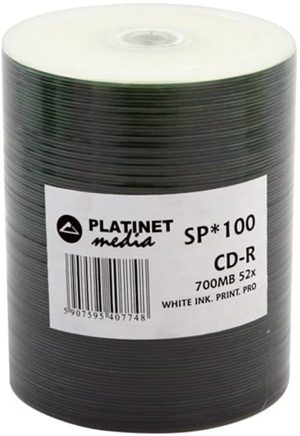 Диски Platinet CD-R 700MB 52X FF White Inkjet Printable Pro Spindle Pack 100 шт (PMP100P-CM) - зображення 2