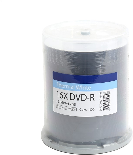 Dyski Traxdata Ritek DVD-R 4.7GB 16X Printable Thermal Cake Spindle Pack 100 szt (TRDC100TH-) - obraz 1