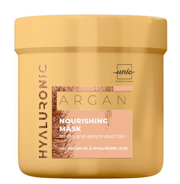 Питательная маска для сухих и обезвоженных волос unic ARGAN HYALURONIC, 500 мл - Фото 1 Питательная маска для сухих и обезвоженных волос unic ARGAN HYALURONIC, 500 мл - изображение 1