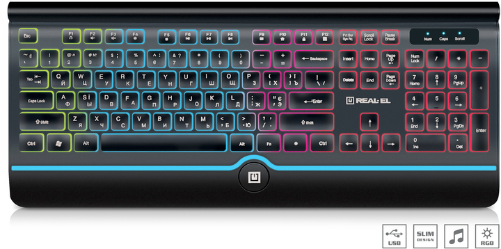 Клавиатура проводная Real-El 8000 Comfort Backlit USB (EL123100033) - изображение 2