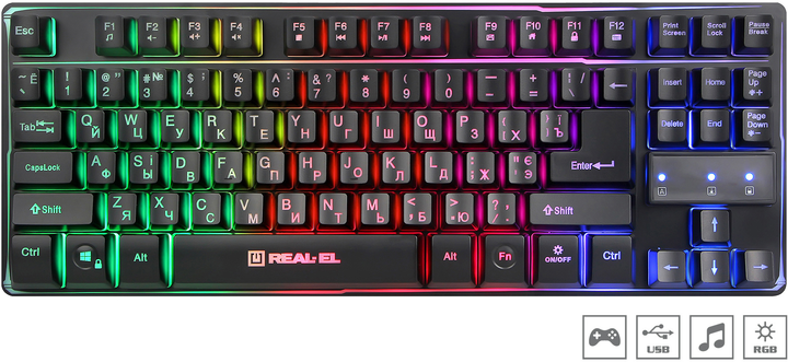Клавиатура Real-El Gaming 8710 TKL Backlit USB (EL123100030) - изображение 2