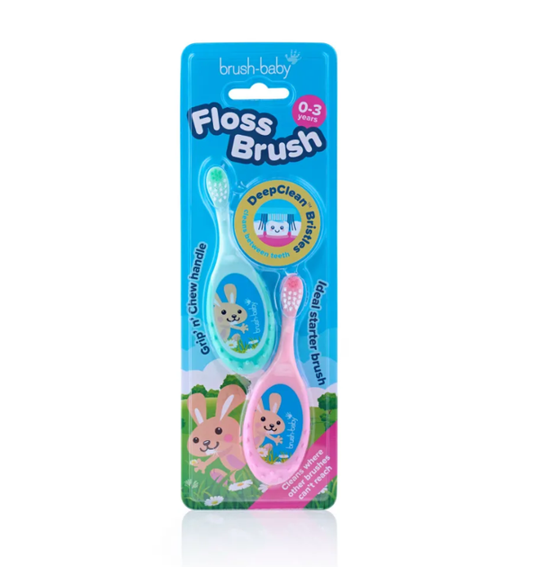 Детская зубная щетка Brush-Baby Floss Brush от 0 до 3 лет Pink-Teal (2 шт) - Фото 1 Детская зубная щетка Brush-Baby Floss Brush от 0 до 3 лет Pink-Teal (2 шт) - изображение 1