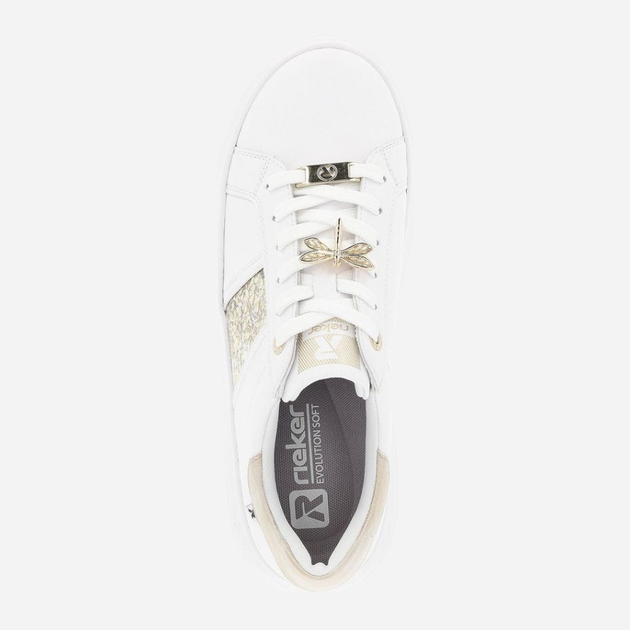 Sneakersy damskie skórzane RIEKER REVW1202-82 40 Biały/Złoty (4061811746279) - obraz 6