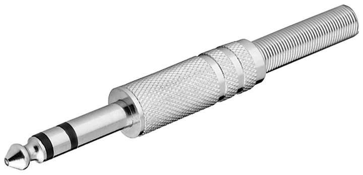 Роз'єм Goobay Jack 6.3mm-конектор /M Stereo Metal+Protect срібний