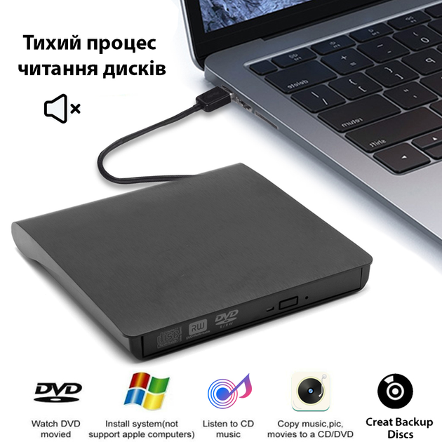 Внешний портативный привод Maiwo записывающий DVD±R/RW, CD-RW USB 3.0 (K525) - изображение 6