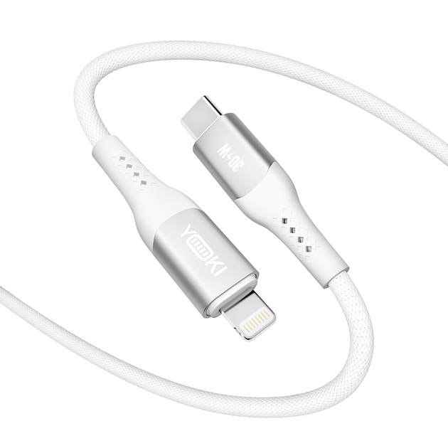 Кабель для зарядки и обмена данными USB YOKI YK-SO15 SOLID Series Type-C to Lightning 30W (3A/10V), 1.2 метра, Белый - Фото 4 Кабель для зарядки и обмена данными USB YOKI YK-SO15 SOLID Series Type-C to Lightning 30W (3A/10V), 1.2 метра, Белый - изображение 4