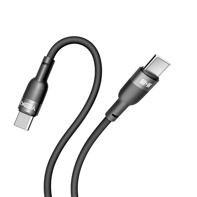 Кабель для зарядки и обмена данными USB YOKI YK-SI50 SILICONE Series Type-C to Type-C 60W (3A/20V), 1.2 метра, Черный - Фото 5 Кабель для зарядки и обмена данными USB YOKI YK-SI50 SILICONE Series Type-C to Type-C 60W (3A/20V), 1.2 метра, Черный - изображение 5