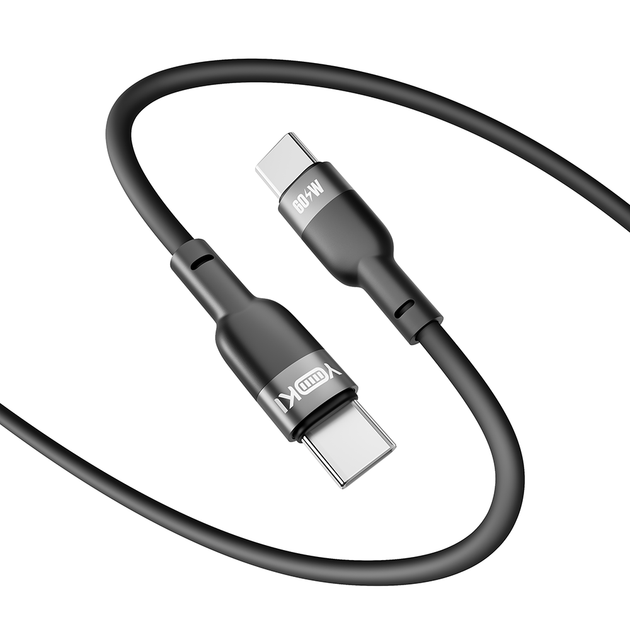Кабель для зарядки и обмена данными USB YOKI YK-SI50 SILICONE Series Type-C to Type-C 60W (3A/20V), 1.2 метра, Черный - Фото 8 Кабель для зарядки и обмена данными USB YOKI YK-SI50 SILICONE Series Type-C to Type-C 60W (3A/20V), 1.2 метра, Черный - изображение 8