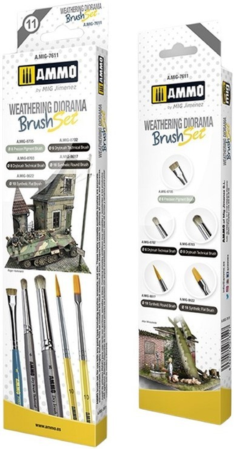 Набір пензлів Ammo Weathering Diorama Brush 5 szt (8432074076117) - зображення 1