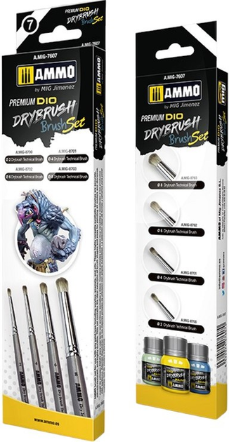 Набір пензлів Ammo Premium DIO Drybrush (8432074076070) - зображення 1