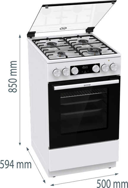 Kuchenka gazowa z piekarnikiem elektrycznym Gorenje GK5C61WH - obraz 9