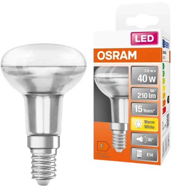 Lampa LED OSRAM Parathom Reflector LED R50 40 non-dim 36° 2.6W/827 E14 (4058075125926) - obraz 3
