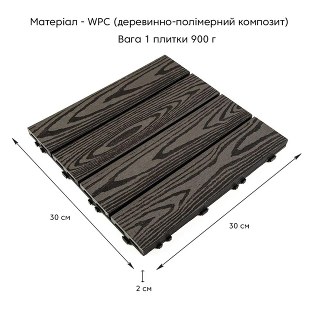 Композитная плитка WPC антрацит 30*30CM*2СM (D) SW-00001708 - изображение 2
